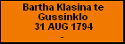 Bartha Klasina te Gussinklo